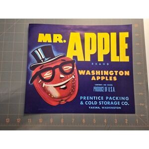 Mr Apple‎ Brand Washington Apples Vintage Produce Crate Label